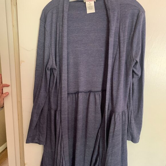 Dark Blue Cinched-Waist Cardigan - Picture 1 of 4
